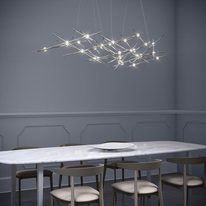 Constellation 25 Light 55" Wide LED Abstract Chandelier with White Acrylic Shades