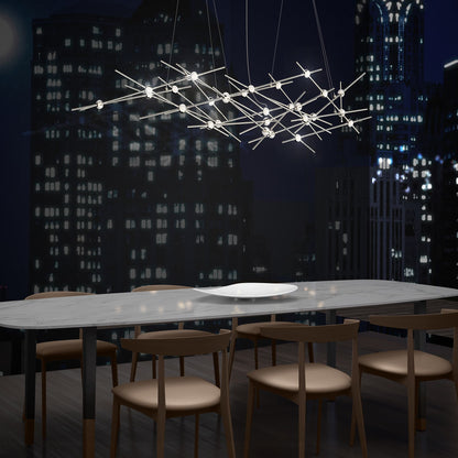 Constellation 25 Light 55" Wide LED Abstract Chandelier with White Acrylic Shades