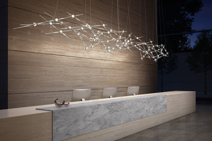 Constellation 25 Light 55" Wide LED Abstract Chandelier with White Acrylic Shades