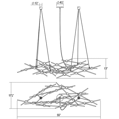 Sonneman Constellation Ursa Minor 25 Light 55" Wide LED Abstract Chandelier with White Acrylic Shades