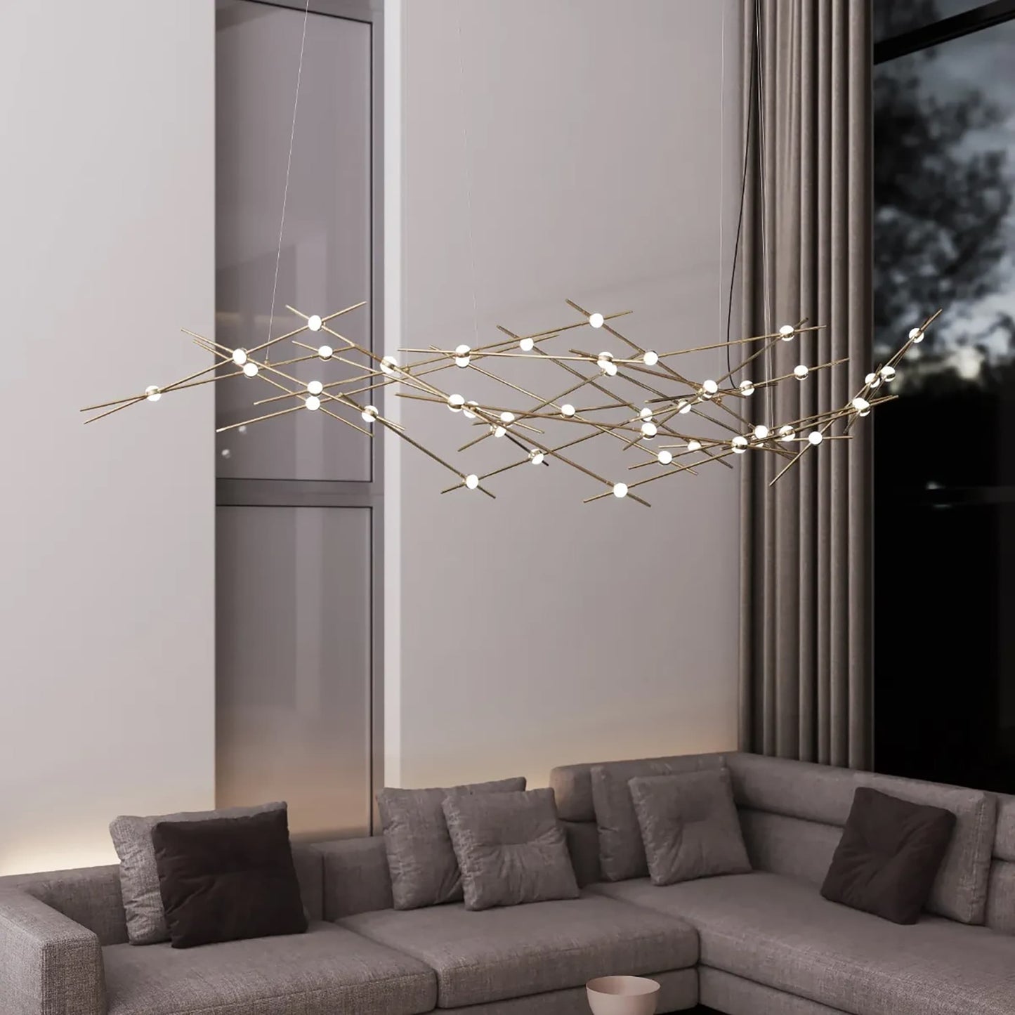Constellation 44 Light 93" Wide LED Abstract Chandelier with Clear Acrylic Shades