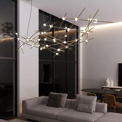 Constellation 44 Light 93" Wide LED Abstract Chandelier with Clear Acrylic Shades