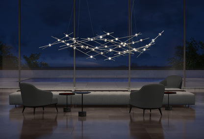 Constellation 44 Light 93" Wide LED Abstract Chandelier with Clear Acrylic Shades