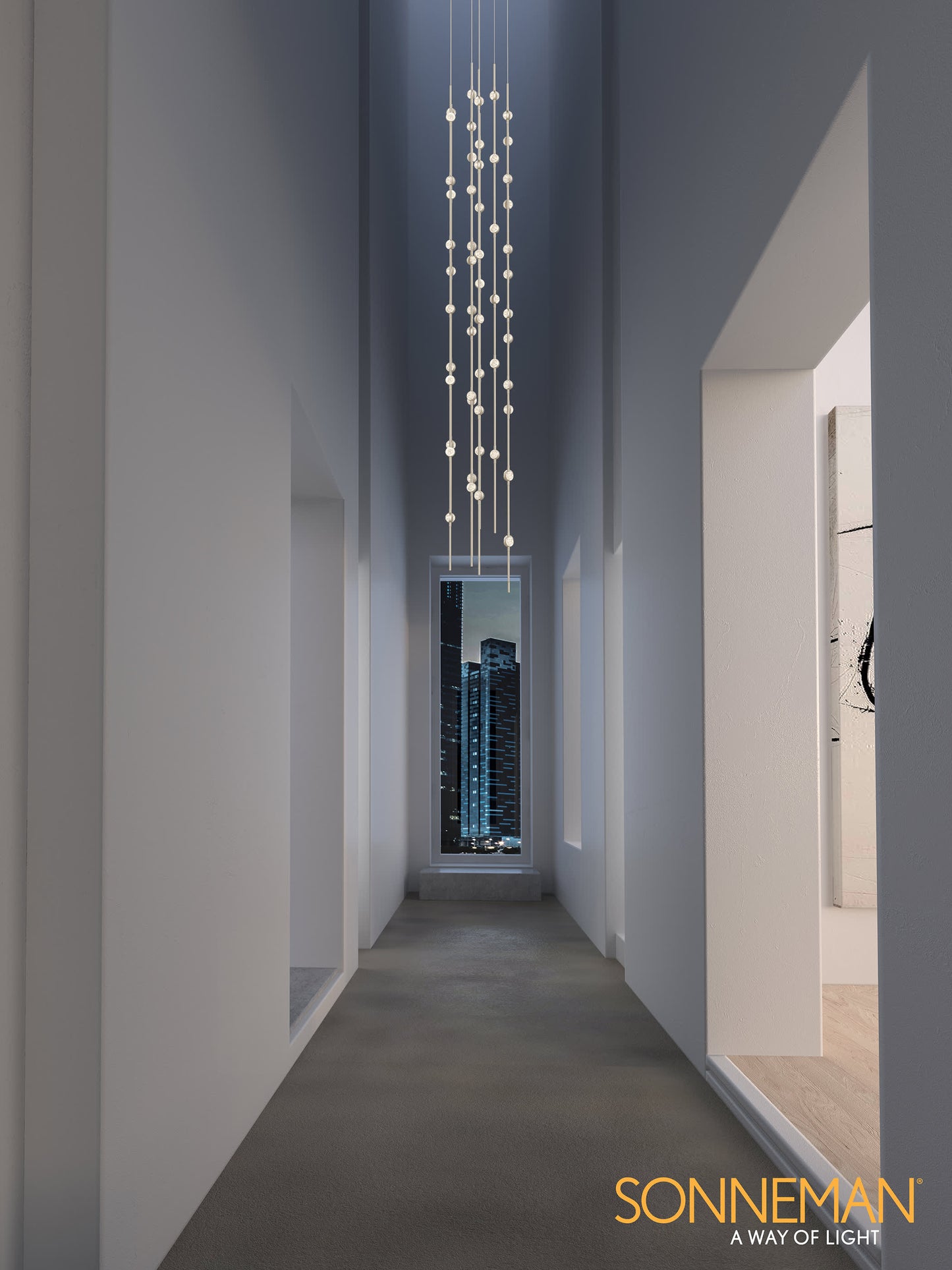 Constellation 55 Light 12" Wide LED Abstract Multi Light Pendant with Clear Acrylic Shades
