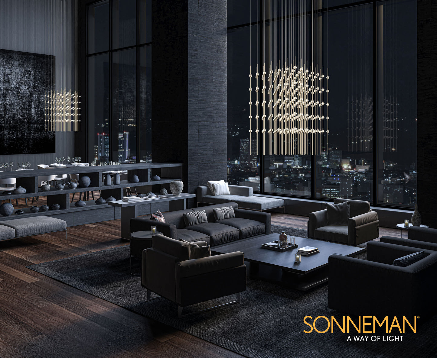 Constellation 100 Light 21" Wide LED Abstract Multi Light Pendant with Clear Acrylic Shades