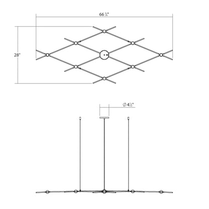 Constellation 9 Light 67" Wide LED Chandelier with Optical Acrylic Shades