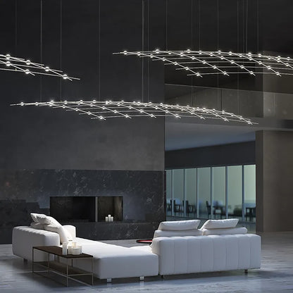 Constellation 49 Light 177" Wide LED Abstract Chandelier with Optical Acrylic Shades