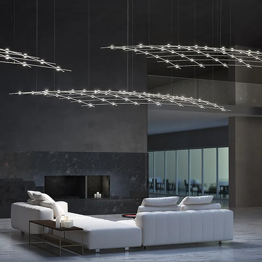 Constellation 49 Light 177" Wide LED Abstract Chandelier with Optical Acrylic Shades