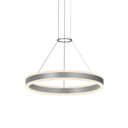 Double Corona 24" Wide Integrated LED Ring Chandelier with Acrylic Shades