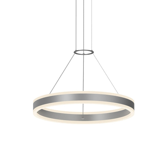 Double Corona 24" Wide Integrated LED Ring Chandelier with Acrylic Shades