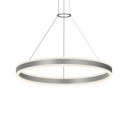 Double Corona 32" Wide Integrated LED Ring Chandelier with Acrylic Shades