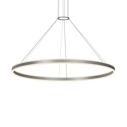 Double Corona 59" Wide Integrated LED Ring Chandelier with Acrylic Shades