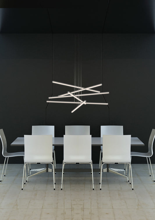 Stix 40" Wide 6 Arm LED Chandelier