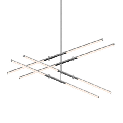 Tik-Tak 47-1/2" Wide LED Two Tier Linear Chandelier with Optical Acrylic Shades