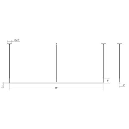 Thin-Line 96" Wide Two Sided Integrated LED Suspension Linear Pendant - 3000K