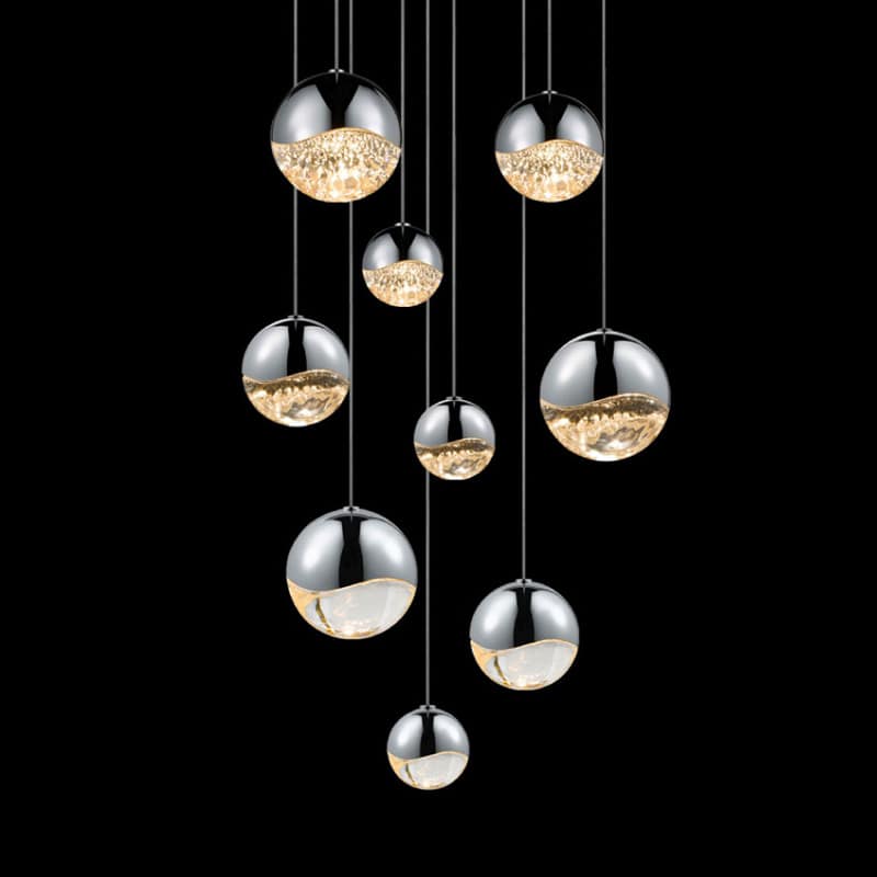 Grapes 9 Light 14" Wide LED Suspension Multi Light Pendant