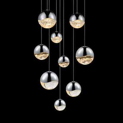 Grapes 9 Light 14" Wide LED Suspension Multi Light Pendant
