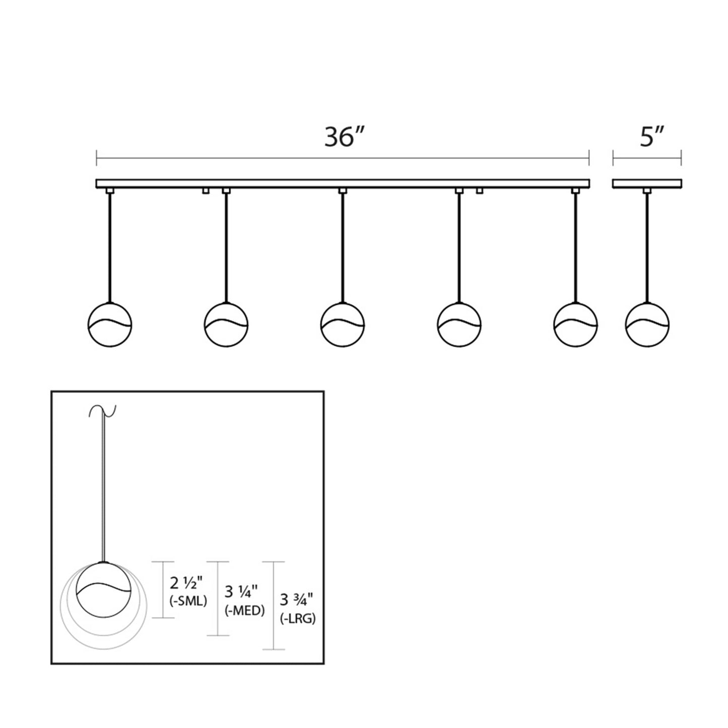 Grapes 5 Light 38" Wide LED Suspension Linear Pendant