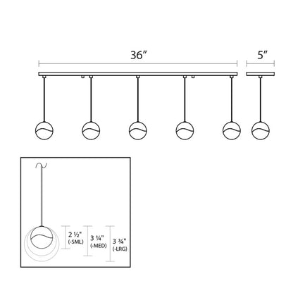 Grapes 5 Light 38" Wide LED Suspension Linear Pendant