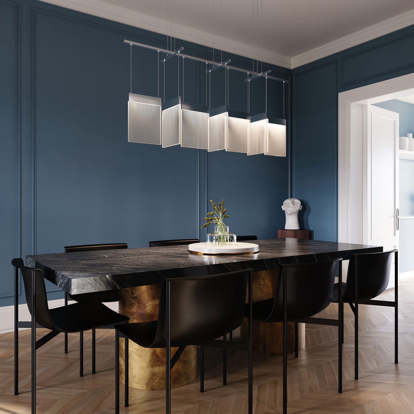 V Panels 56" Wide Suspension Linear Pendant