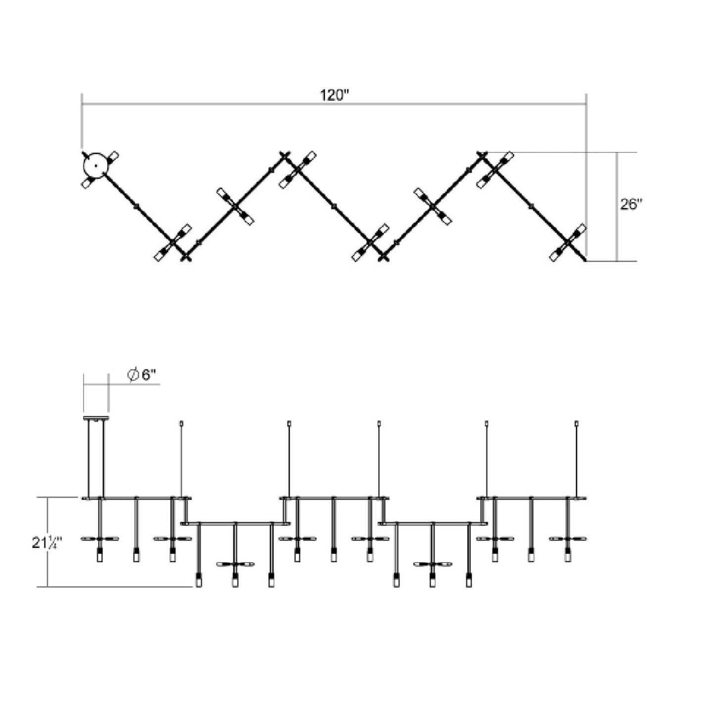 Suspenders LED 5-Bar Zig Zag Multi Light Pendant