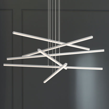 Stix 39 1/2" Wide Satin Aluminum 6-Arm LED Pendant Light