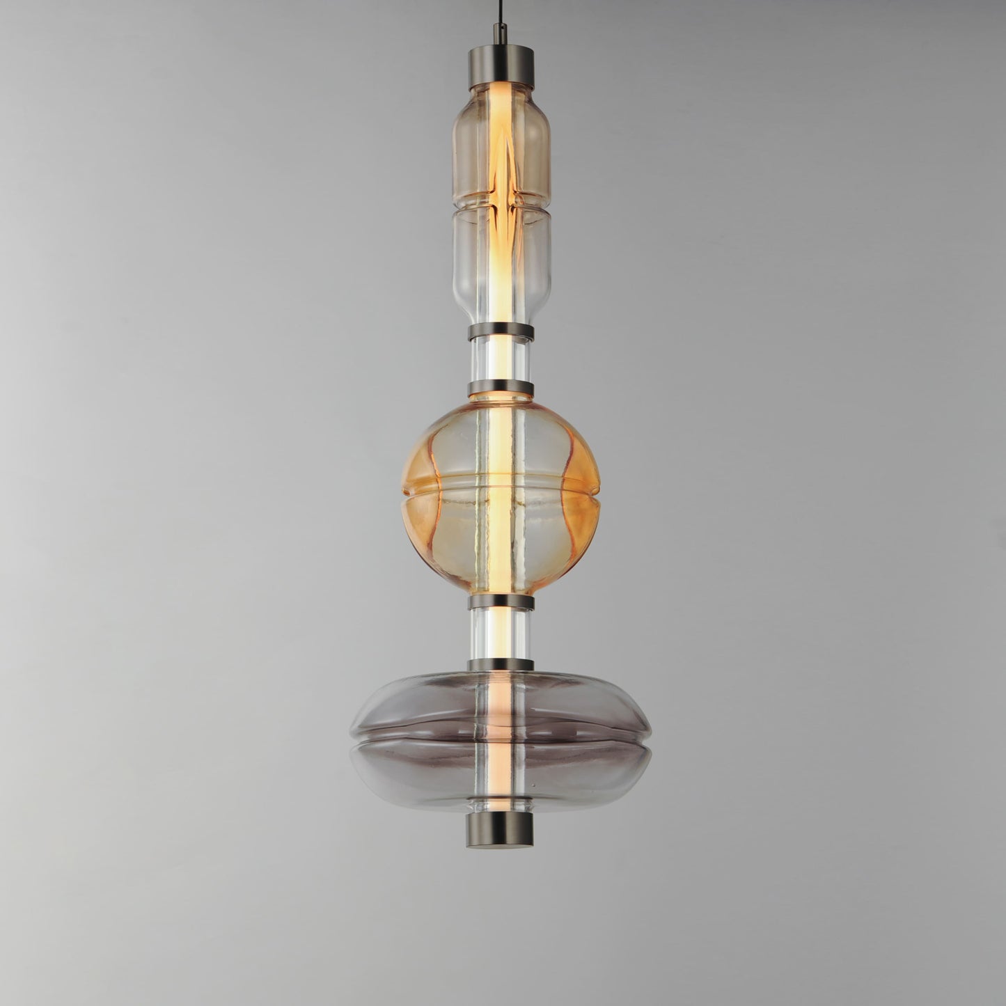 Gusto 33" Tall LED Abstract Pendant with Hand-Blown Glass Shades