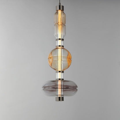Gusto 33" Tall LED Abstract Pendant with Hand-Blown Glass Shades
