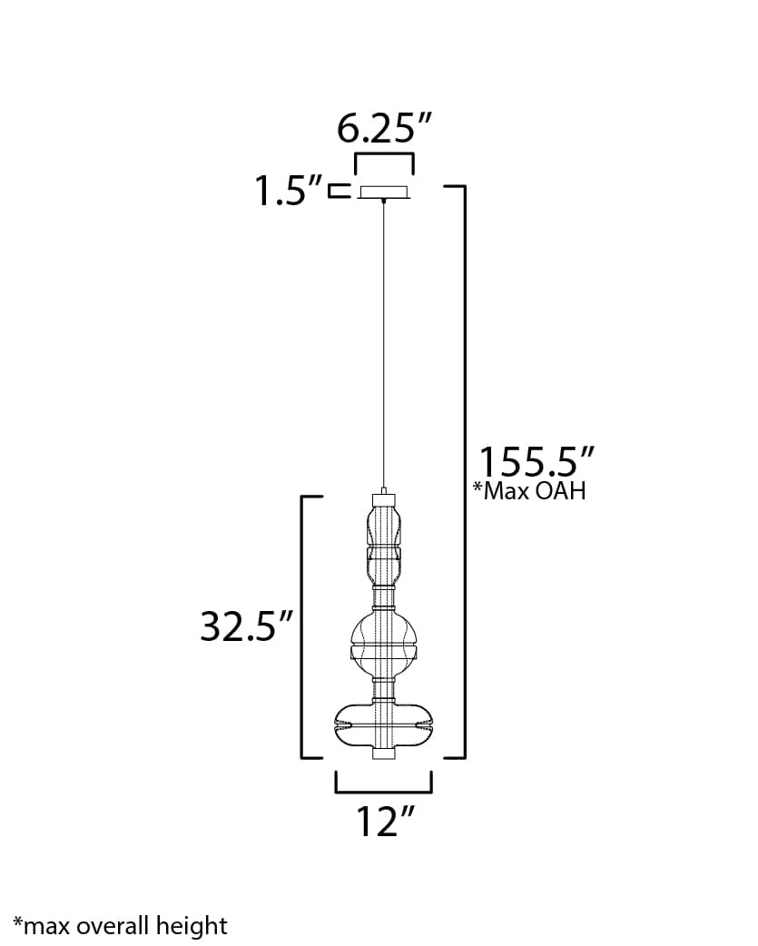 Gusto 33" Tall LED Abstract Pendant with Hand-Blown Glass Shades