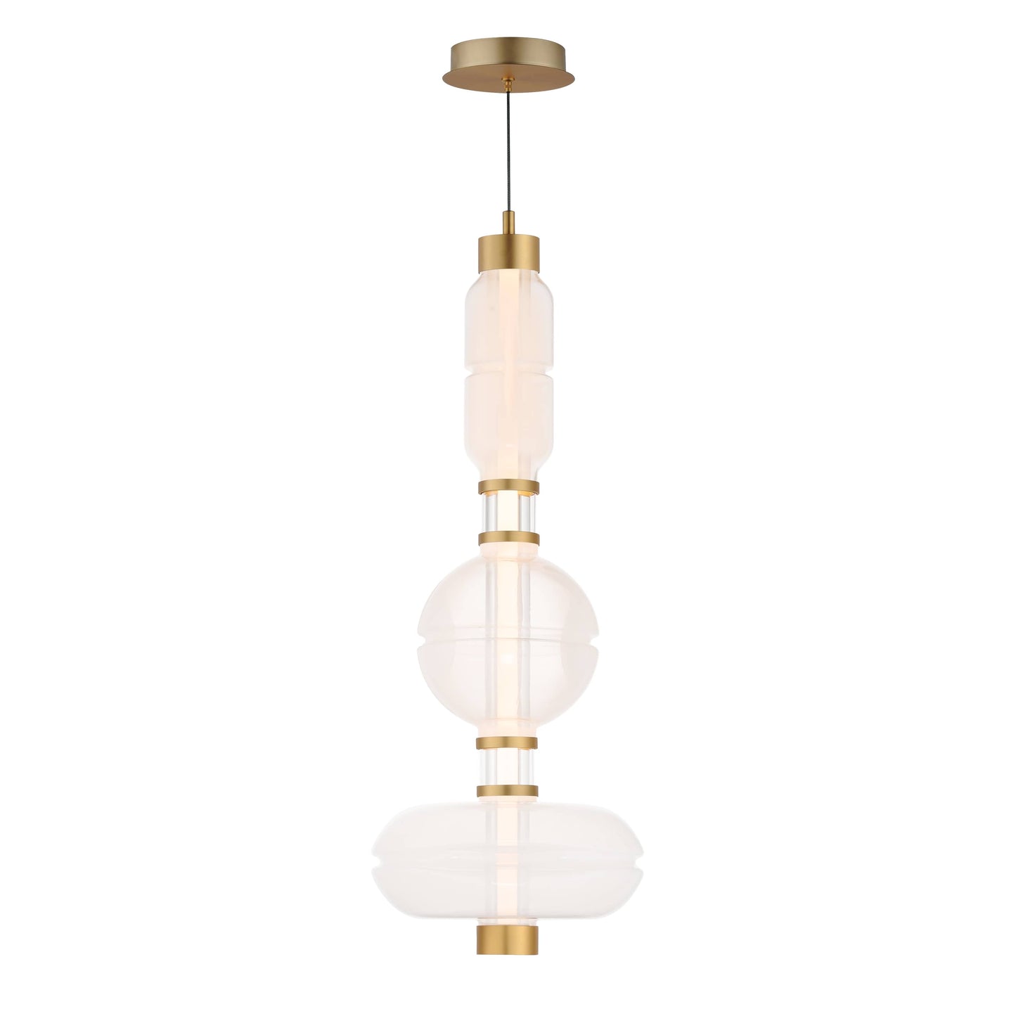 Gusto 33" Tall LED Abstract Pendant with Hand-Blown Glass Shades