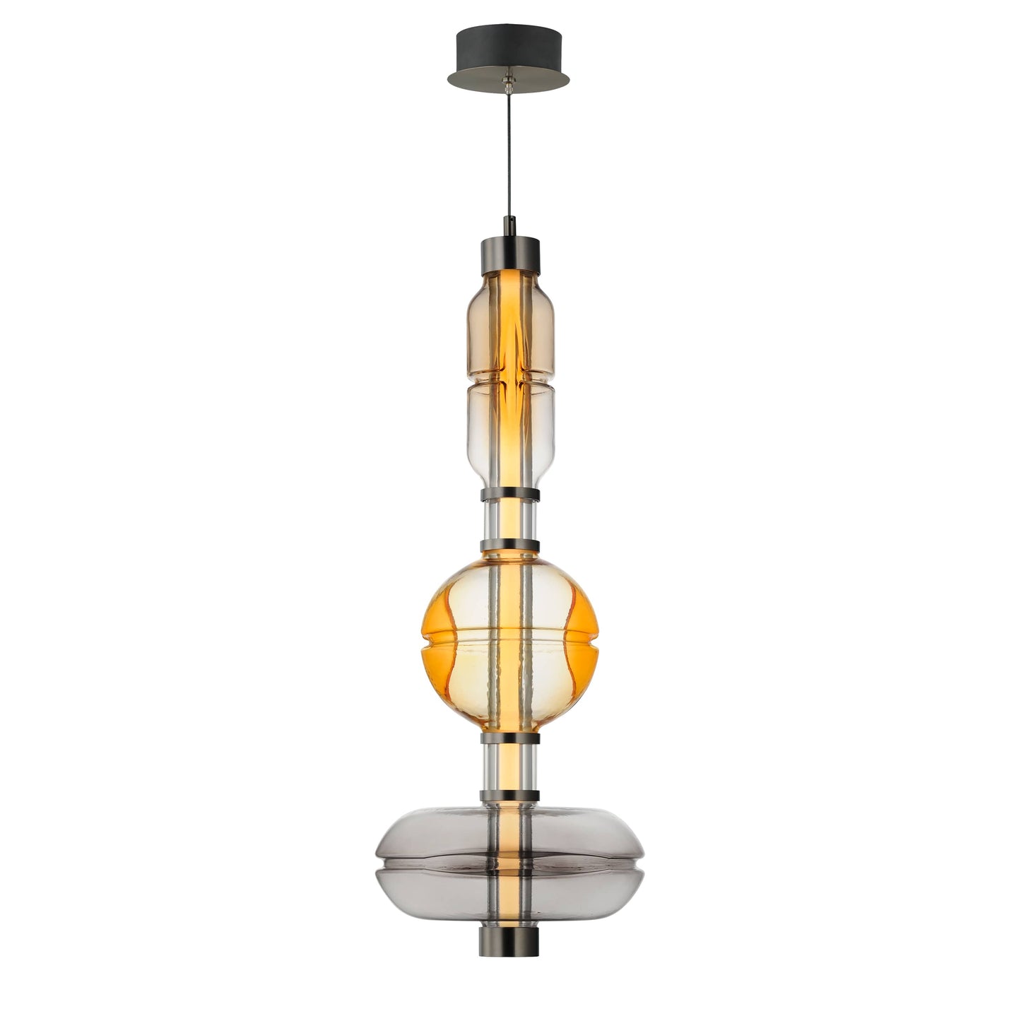 Gusto 33" Tall LED Abstract Pendant with Hand-Blown Glass Shades