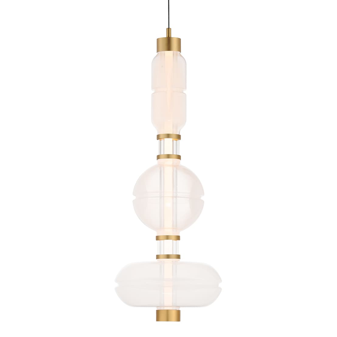Gusto 33" Tall LED Abstract Pendant with Hand-Blown Glass Shades