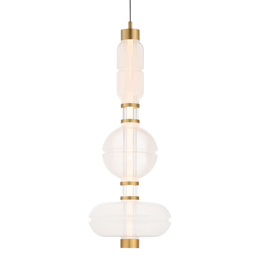 Gusto 33" Tall LED Abstract Pendant with Hand-Blown Glass Shades