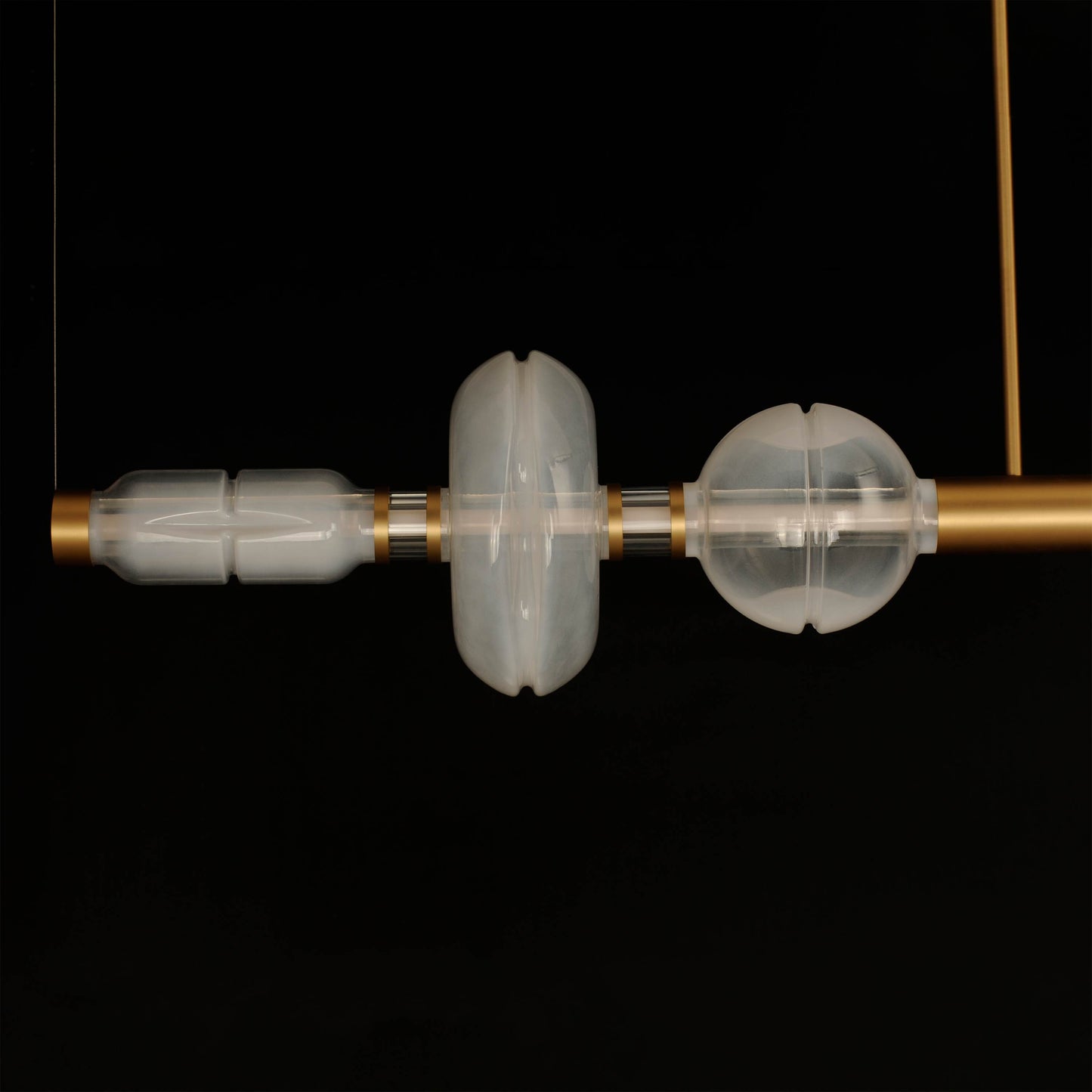 Gusto 71" Wide LED Abstract Linear Chandelier with Hand-Blown Glass Shades