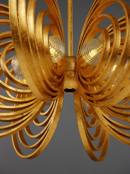 Frequency 8 Light 38" Wide LED Chandelier with Ribbed Glass Shades