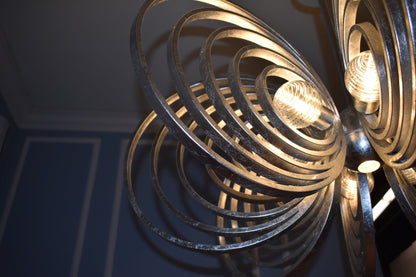 Frequency 8 Light 38" Wide LED Chandelier with Ribbed Glass Shades