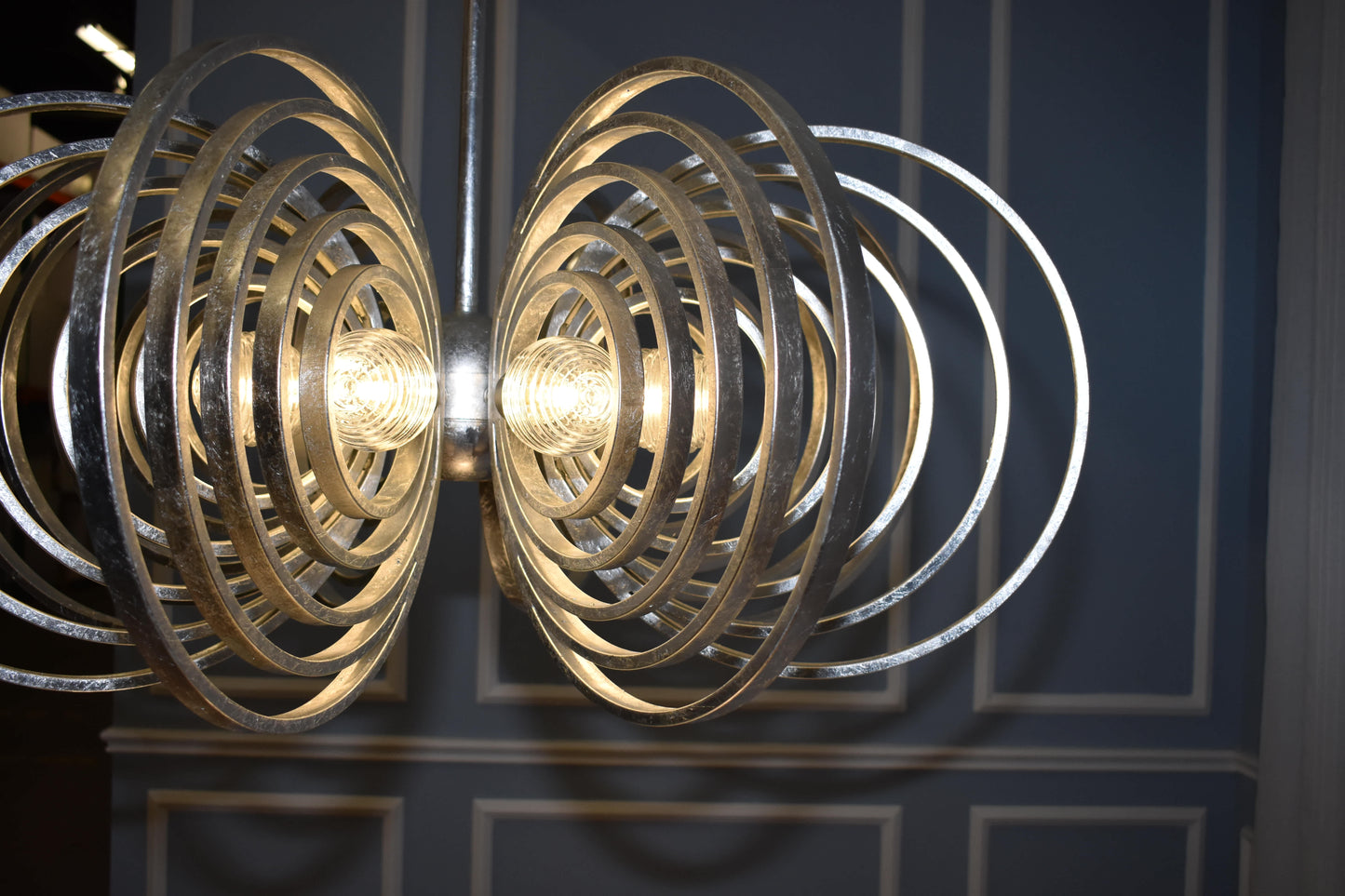 Frequency 8 Light 38" Wide LED Chandelier with Ribbed Glass Shades