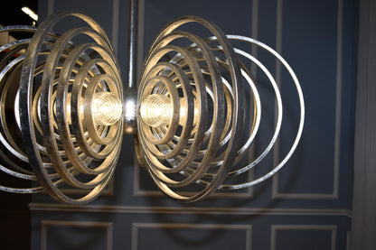 Frequency 8 Light 38" Wide LED Chandelier with Ribbed Glass Shades