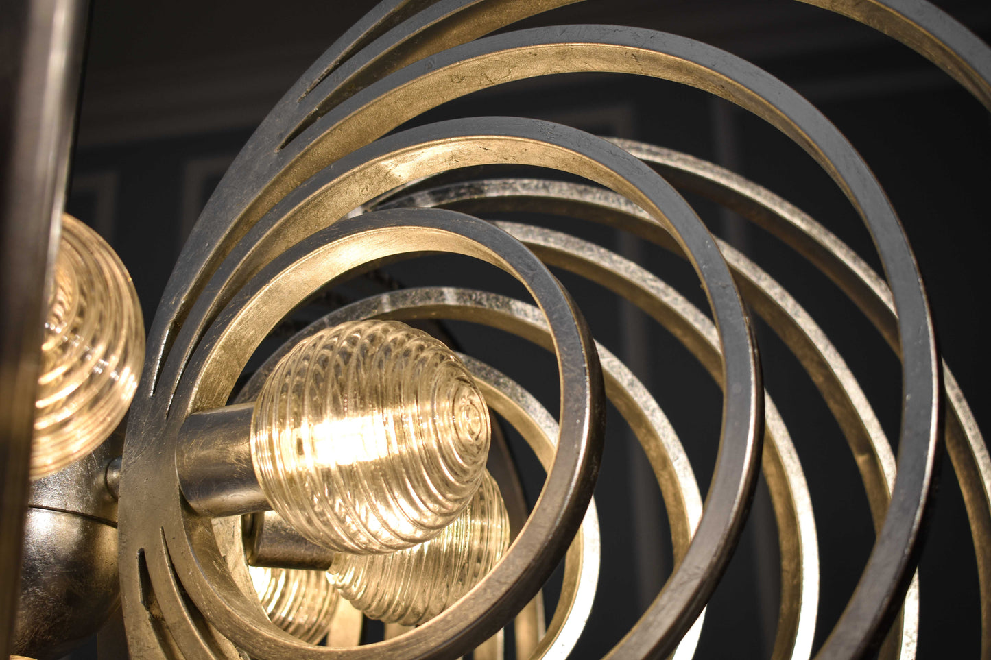 Frequency 8 Light 38" Wide LED Chandelier with Ribbed Glass Shades
