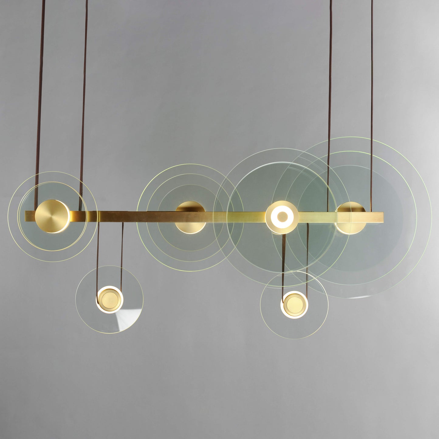 Stratum 61" Wide LED Abstract Chandelier with Clear Glass Shades