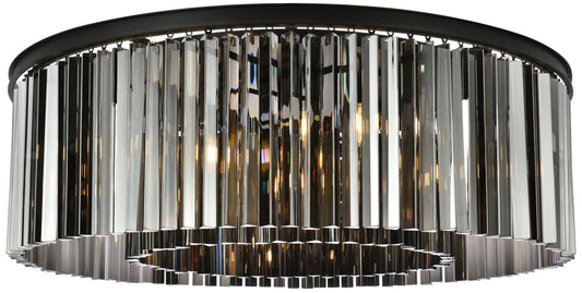 Sydney 10 Lt Matte Black Flush Mount Silver Shade (Grey)