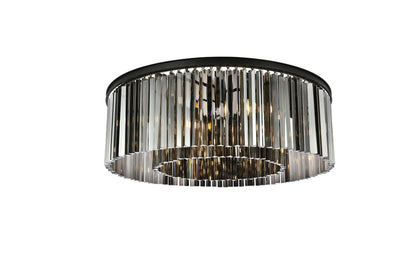 Sydney 10 Lt Matte Black Flush Mount Silver Shade (Grey)