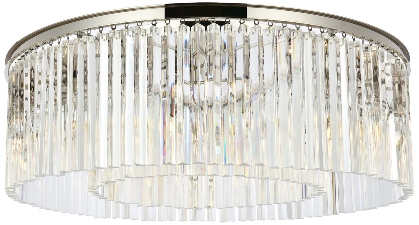 Sydney 10 Lt Polished Nickel Flush Mount Clear