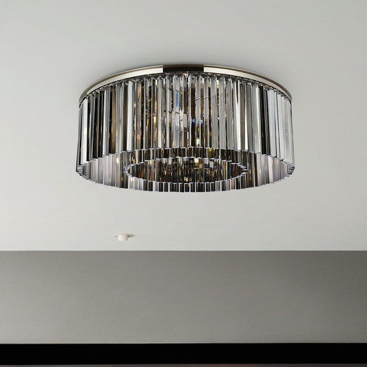 Sydney 10 Lt Polished Nickel Flush Mount Silver Shade (Grey)