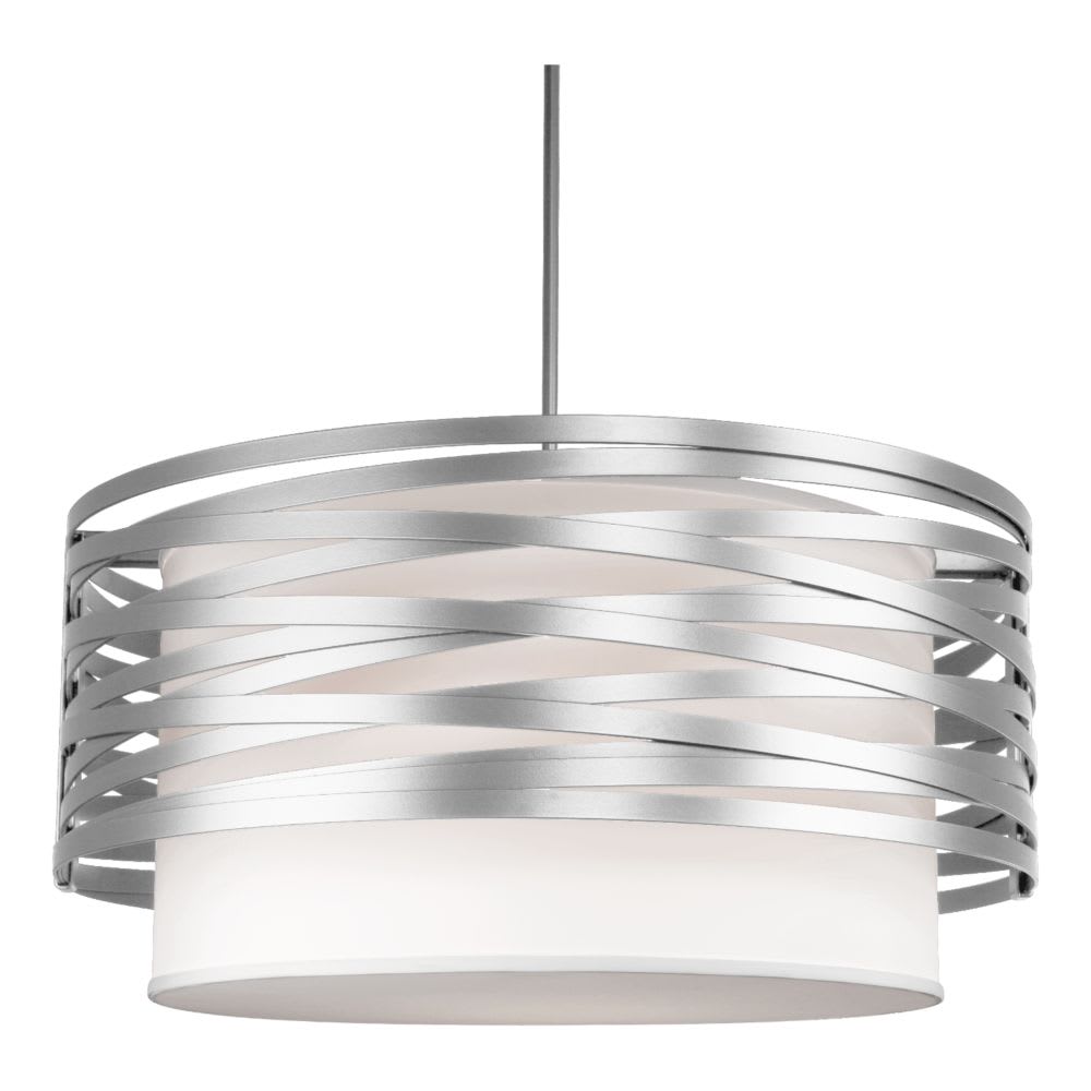 Tempest 4 Light 24" Wide Drum Chandelier - Medium (E26) with White Linen Inner and Finished to Match Metal Outer Shade