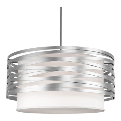 Hammerton Studio Tempest 4 Light 24" Wide Drum Chandelier - Medium (E26) with White Linen Inner and Finished to Match Metal Outer Shade