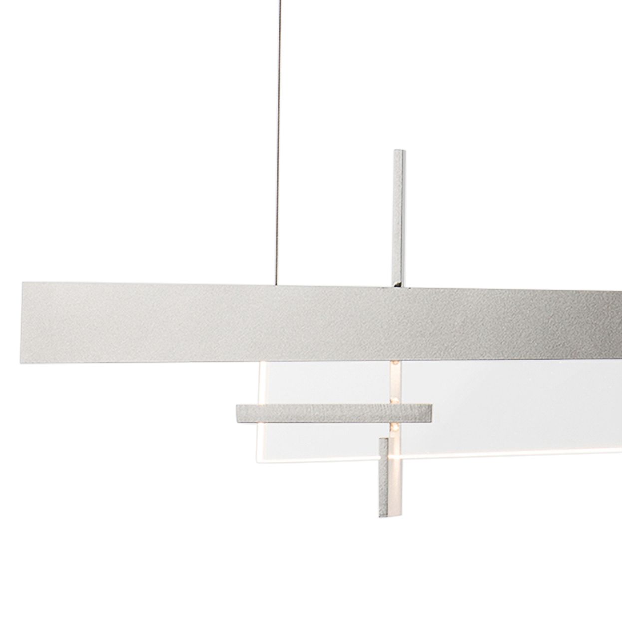 Tenon 48" Wide Vintage Platinum and Clear Glass LED Linear Pendant