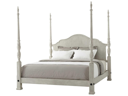 Middleton King Four Poster Rice Bed Limewash Mahogany