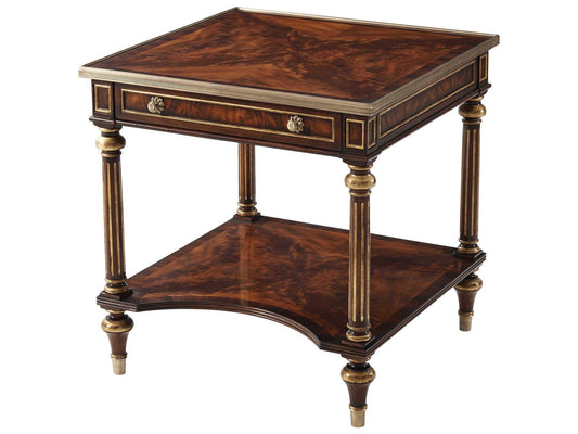 Director's Side Table with Brass Bound Top and Frieze Drawer