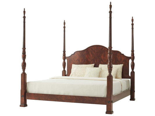 Middleton Rice US King Bed in Mahogany with Brass Rosettes